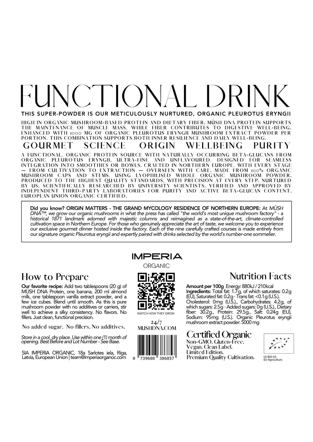 MÙSH DNA Mushroom Protein 72 g